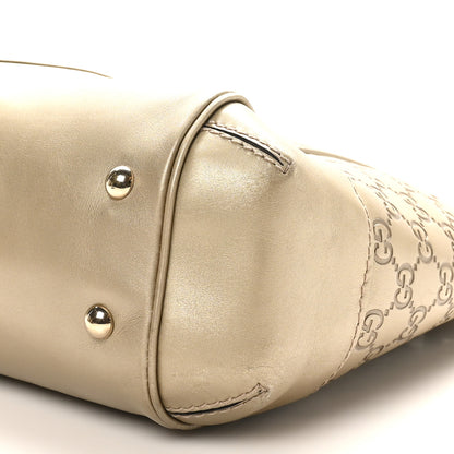 Gucci Metallic Guccissima Mayfair Top Handle Satchel  Golden Beige 10 of 10
