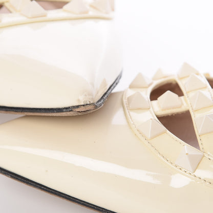 Valentino Garavani Patent Monochrome Rockstud Cage Ballerina Flats 39 Ivory 15 of 15