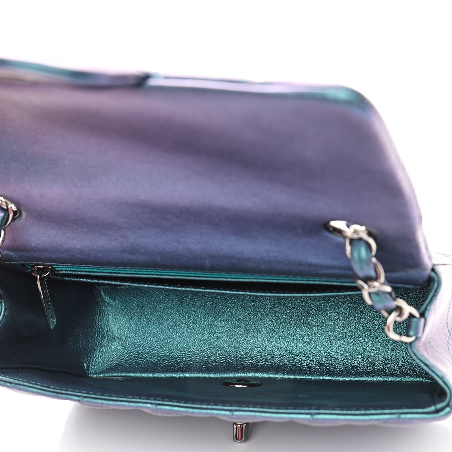Chanel Iridescent Lambskin Quilted Mini Rectangular Flap Turquoise 5 of 12