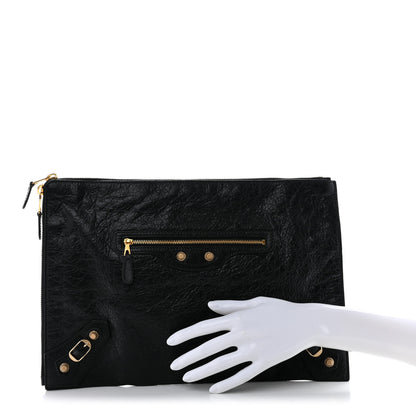 Balenciaga Agneau Giant 12 Gold Hardware Pouch Clutch Black 2 of 7