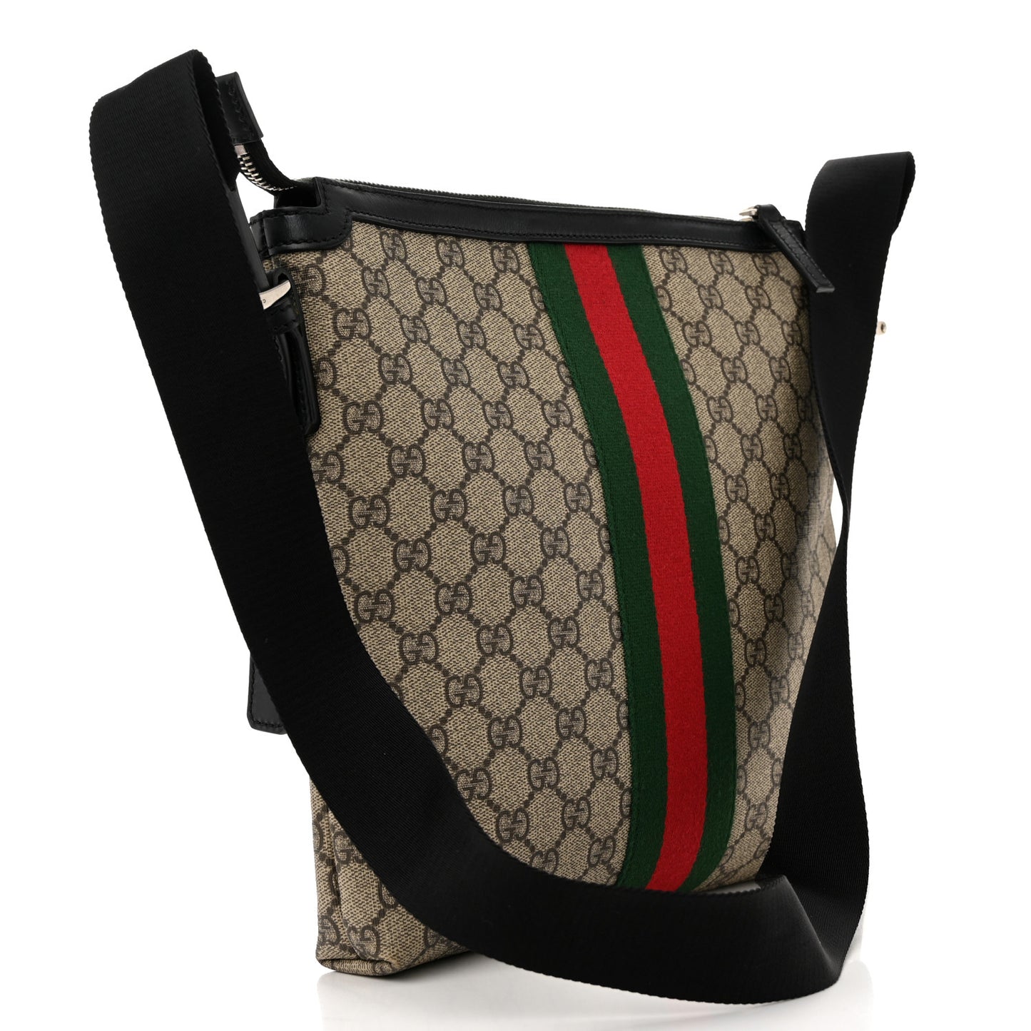 GG Supreme Monogram Web Messenger Bag Black