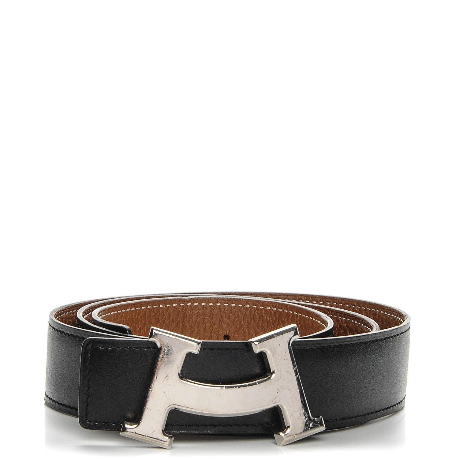 Hermes Box Togo 32mm Smile H Belt 90 Black Gold 1 of 7