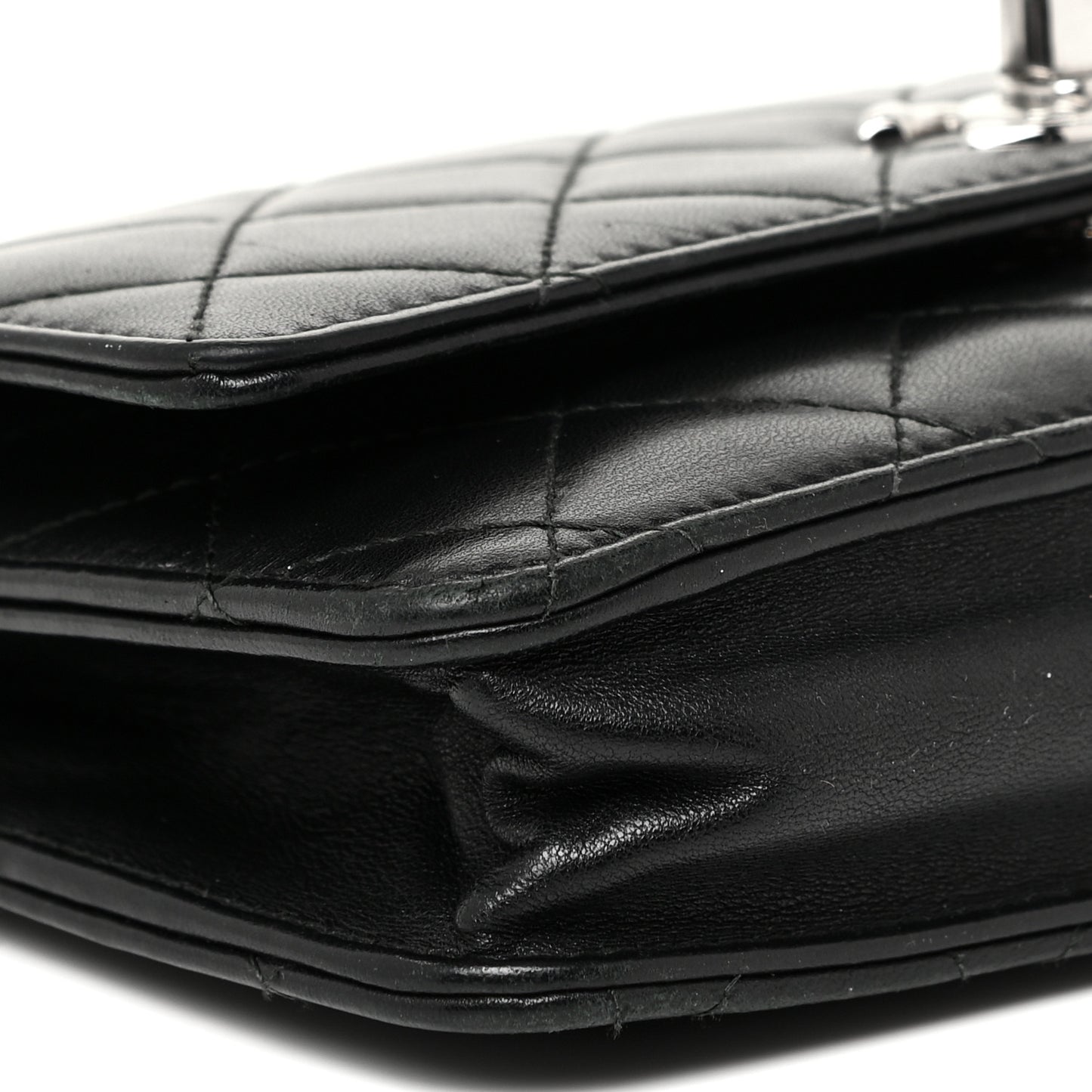 Lambskin Quilted Trendy CC Wallet On Chain WOC Black