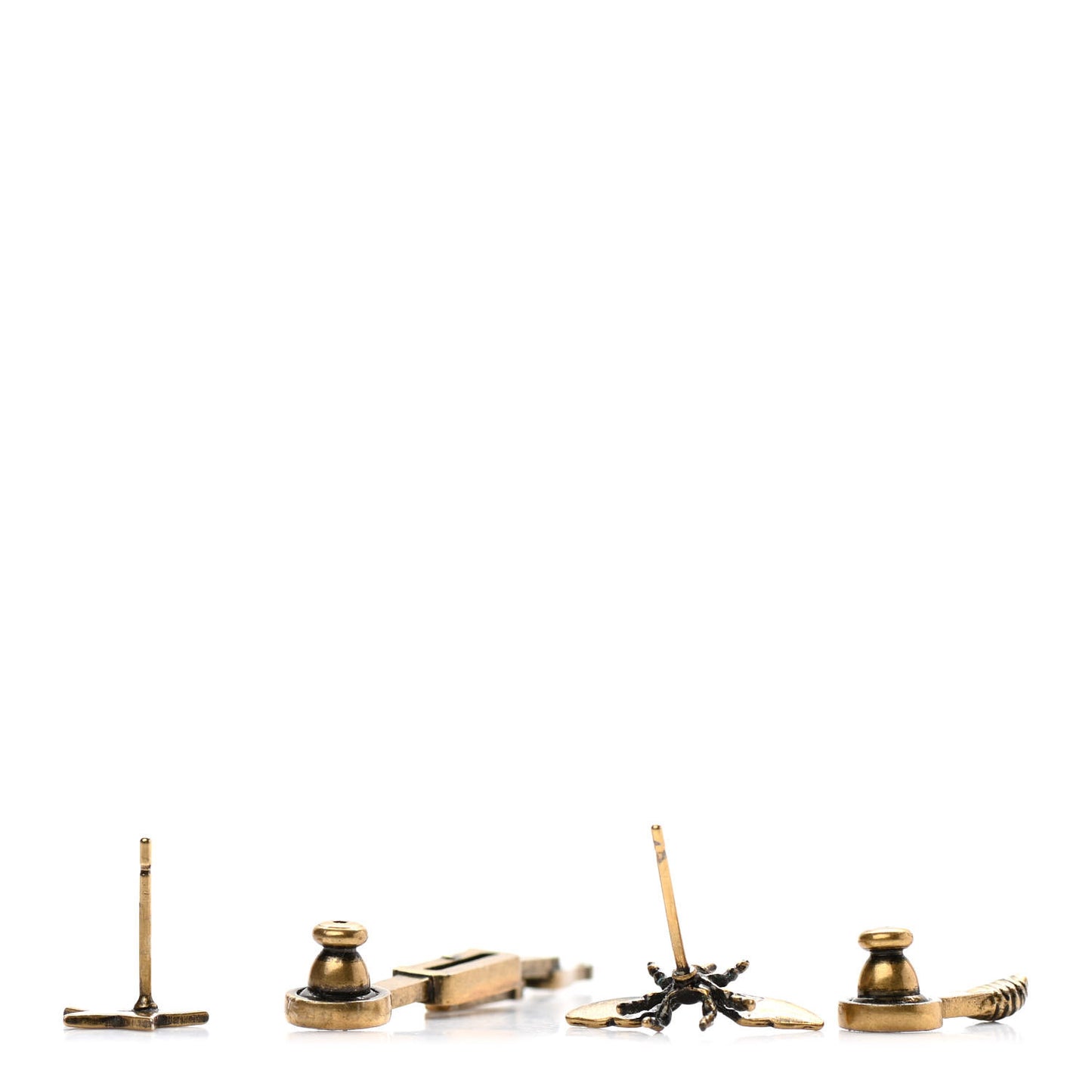 Metal Bee Star Drop Earrings Aged Gold