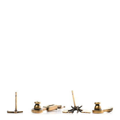 Christian Dior Metal Bee Star Drop Earrings Aged Gold 4 of 6