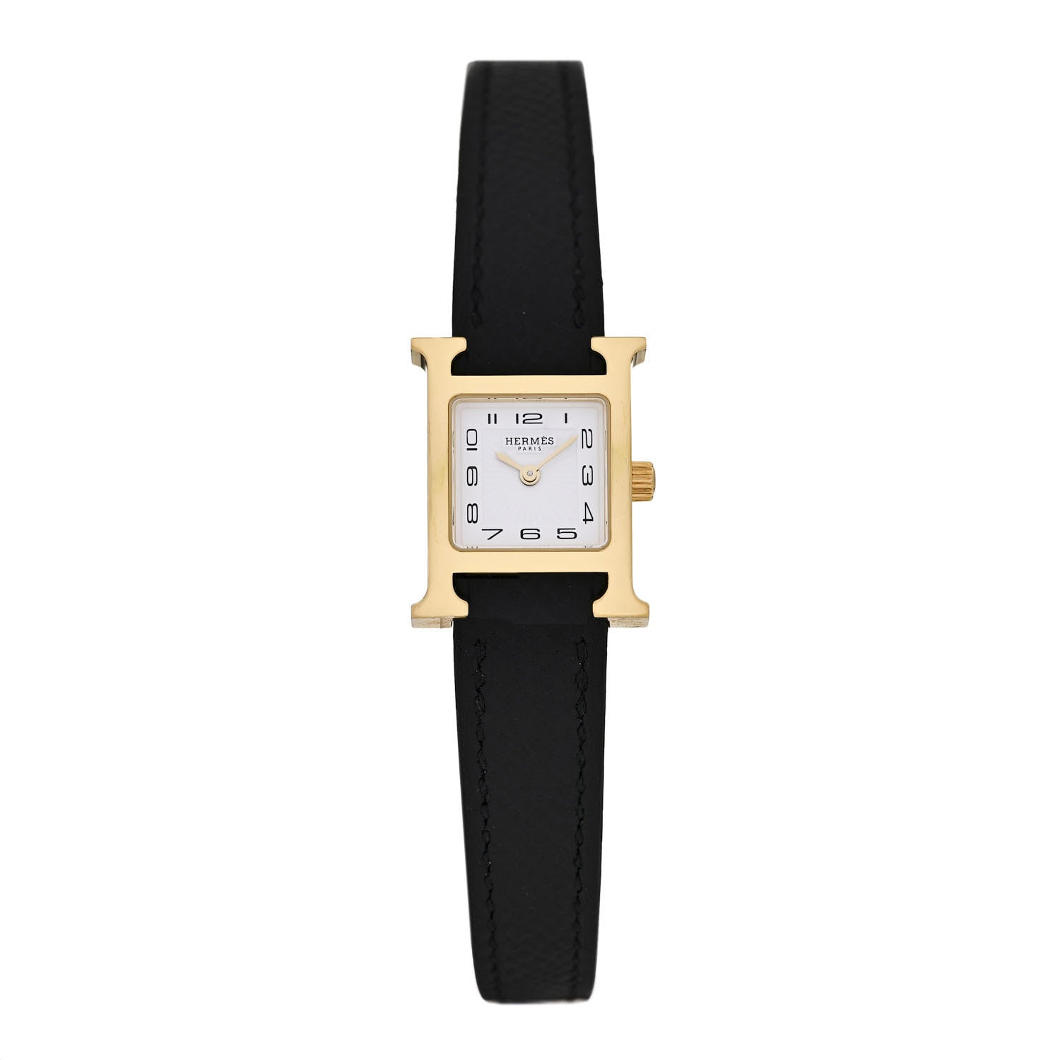 Hermes Stainless Steel Epsom 17.2mm Heure H Hour Quartz Watch Noir 1 of 5