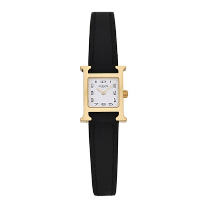 Hermes Stainless Steel Epsom 17.2mm Heure H Hour Quartz Watch Noir 1 of 5