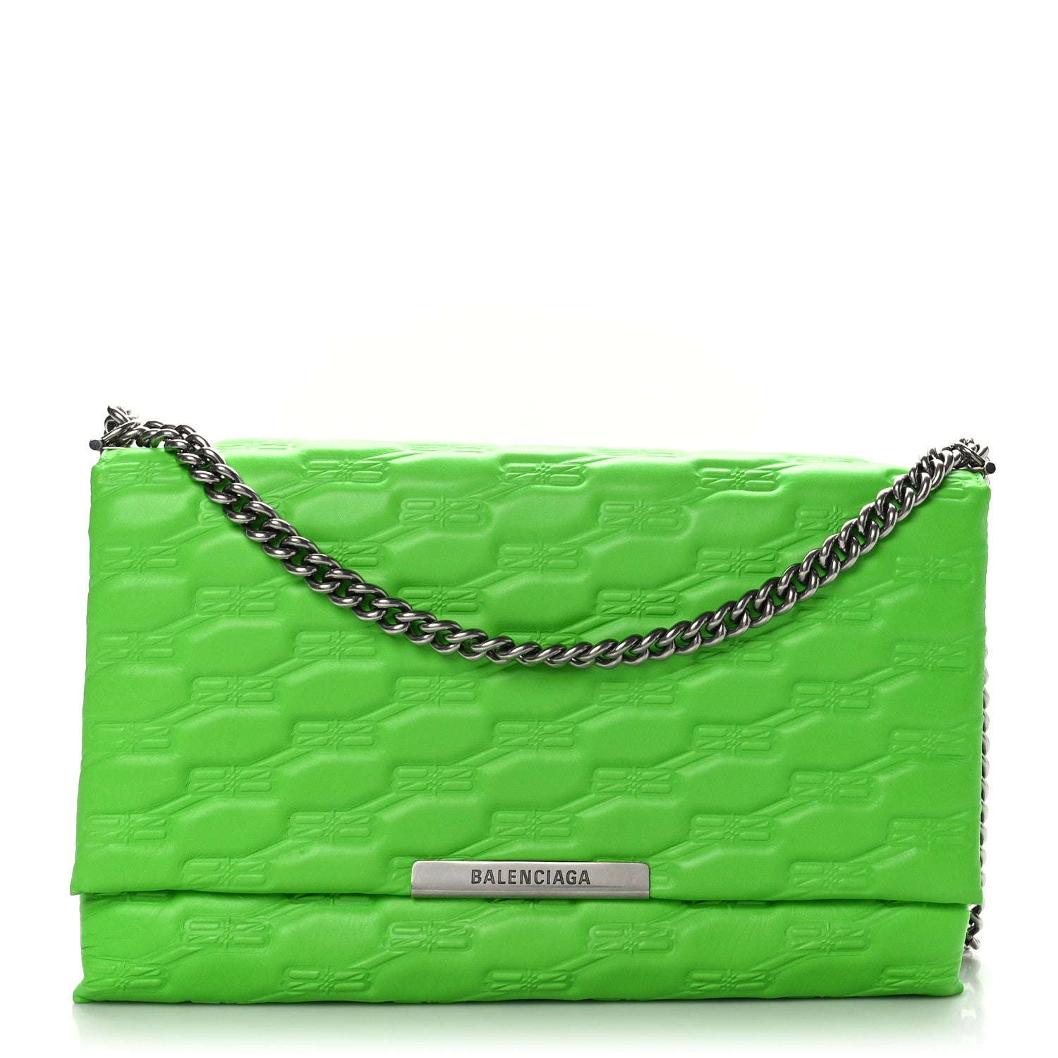 Balenciaga Nappa BB Monogram Embossed XL Triplet Bag Acid Green 1 of 9