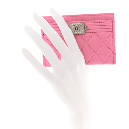 Chanel Caviar Quilted Boy Card Holder Pink 2 of 8
