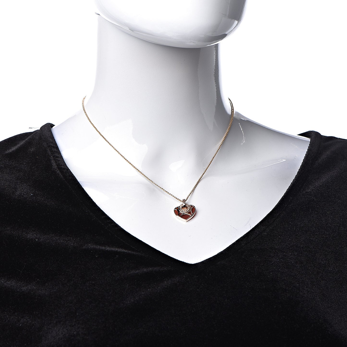 18K Rose Gold Carnelian Cuore Heart Pendant Necklace