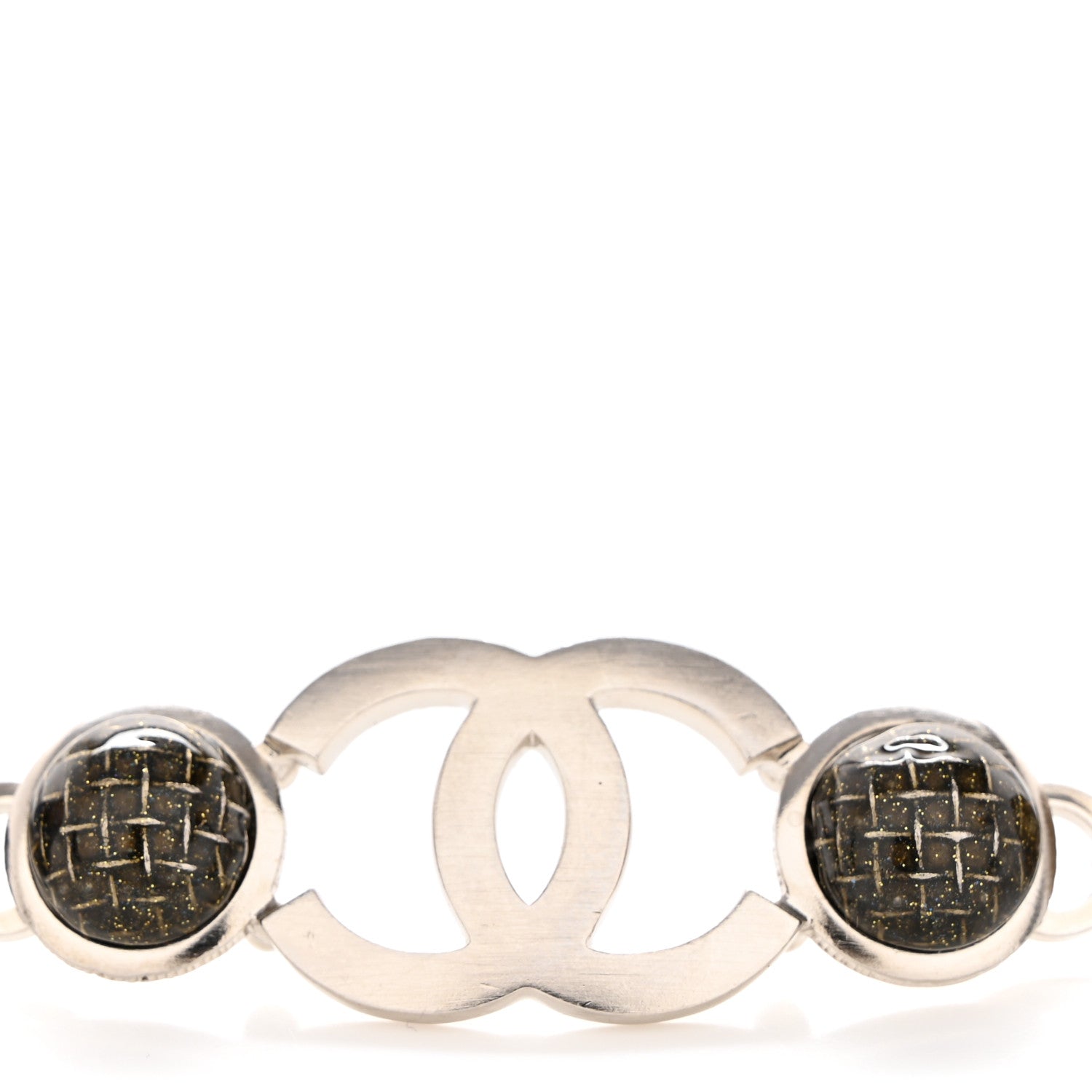 Chanel Pearl Glass Resin Tweed Beaded CC Belt Silver Multicolor 3 of 5