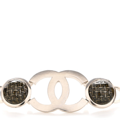 Chanel Pearl Glass Resin Tweed Beaded CC Belt Silver Multicolor 3 of 5