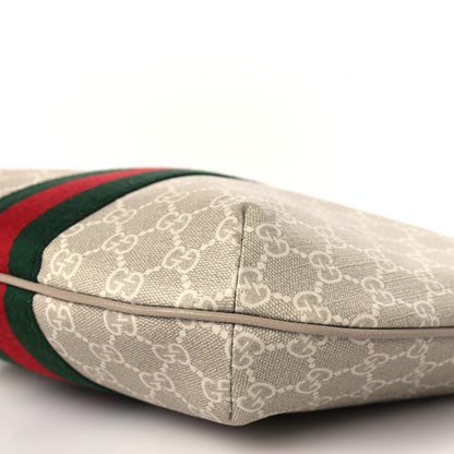Gucci GG Supreme Monogram Textured Dollar Calfskin Web Small Ophidia Half Moon Hobo Beige Mystic White Oatmeal 9 of 9