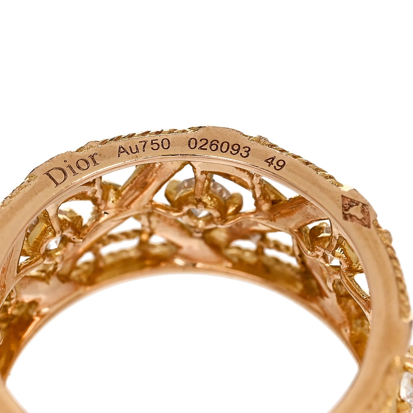18K Rose Gold Diamond My Dior Band Ring 49 4.75