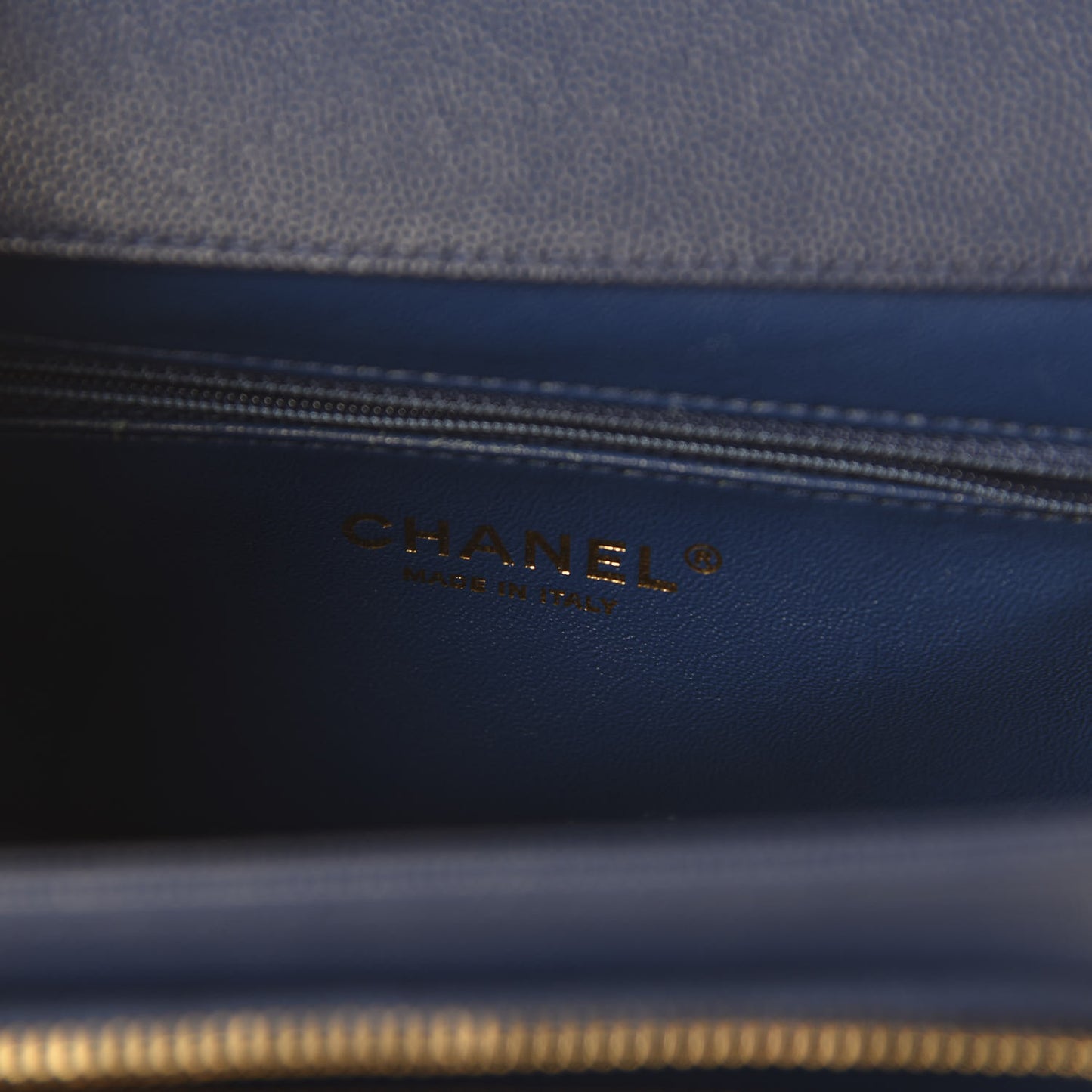 Caviar Quilted Small Business Affinity Flap Dark Blue