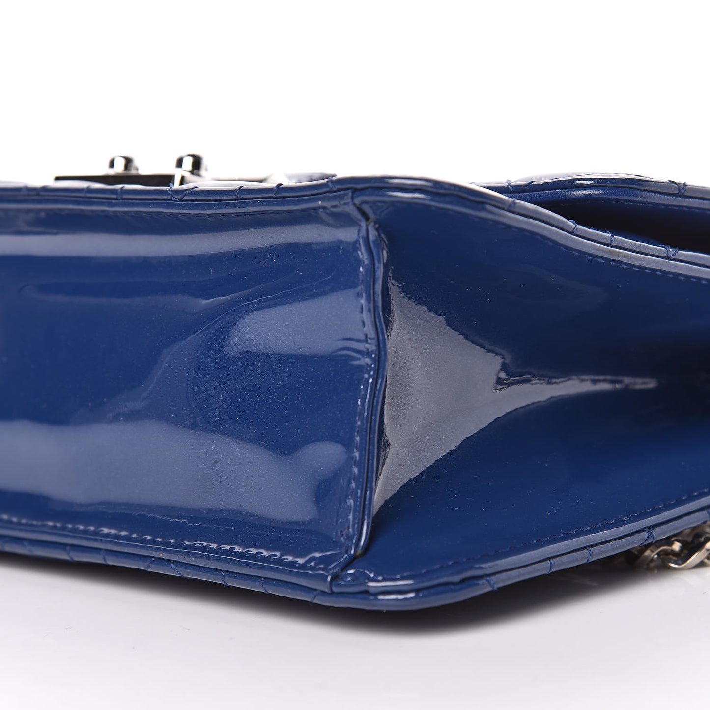 Patent Cannage Miss Dior Promenade Pouch Blue