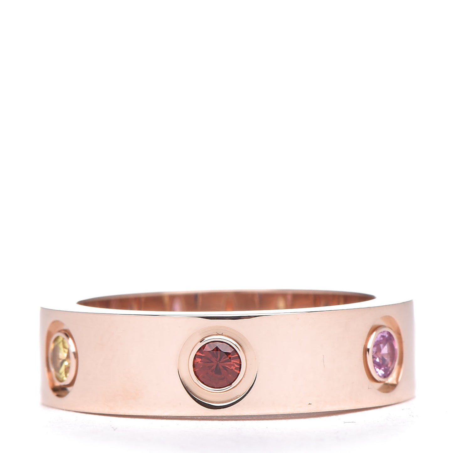 18K Pink Gold Sapphire Garnet Amethyst 5.5mm LOVE Ring 52 6
