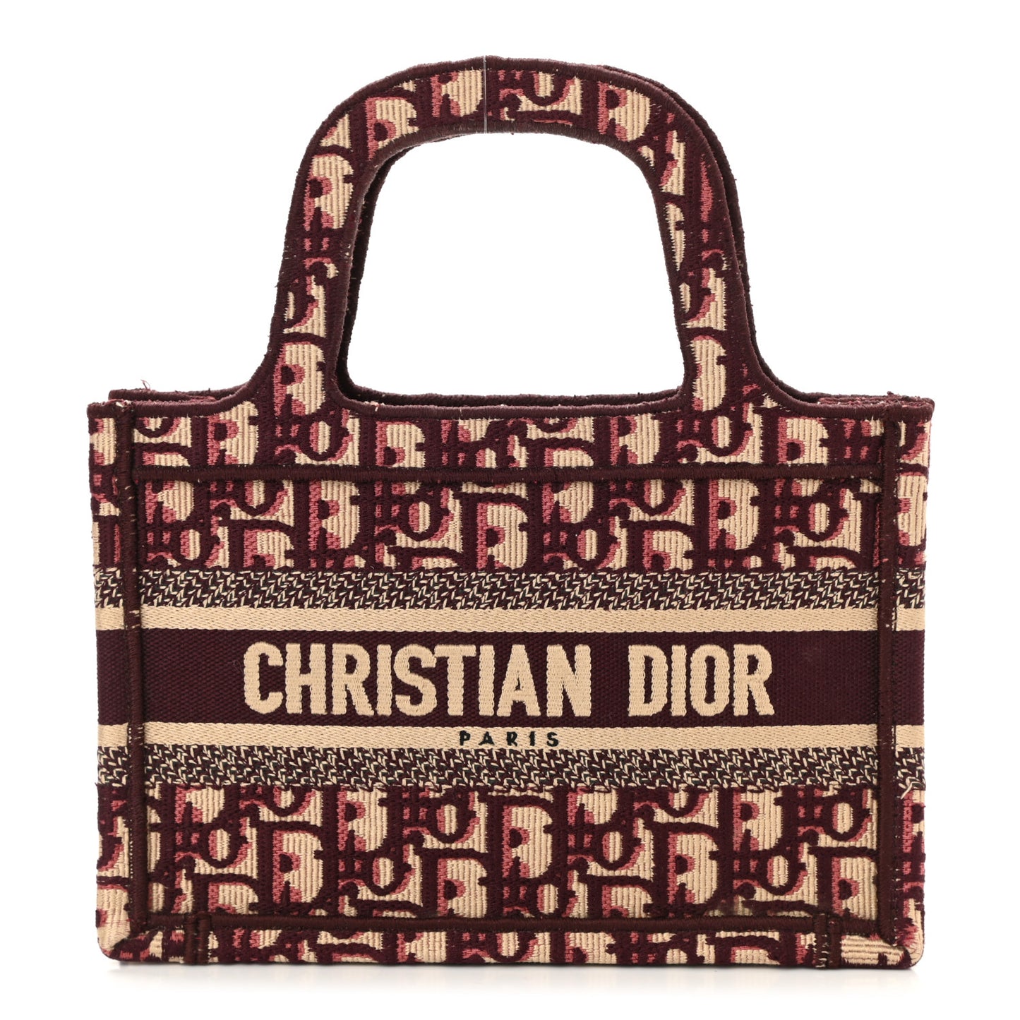 Oblique Mini Book Tote Burgundy Multicolor