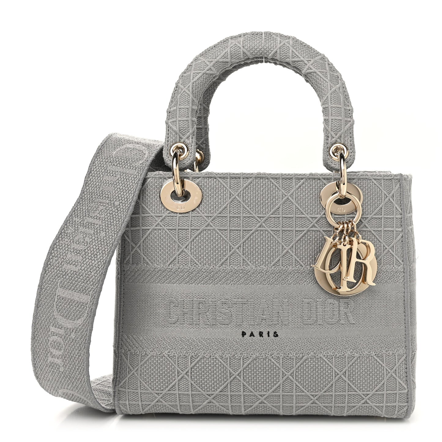 Canvas Embroidered Cannage Medium Lady D-Lite Gray