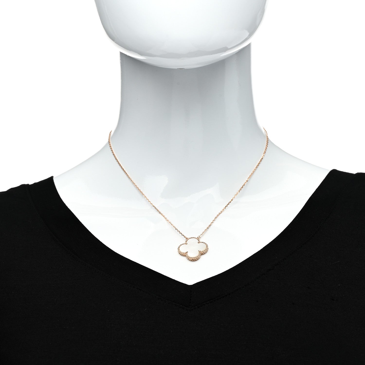 Van Cleef & Arpels 18K Rose Gold Mother of Pearl "Edition Ginza" Magic Alhambra Pendant Necklace 2 of 6