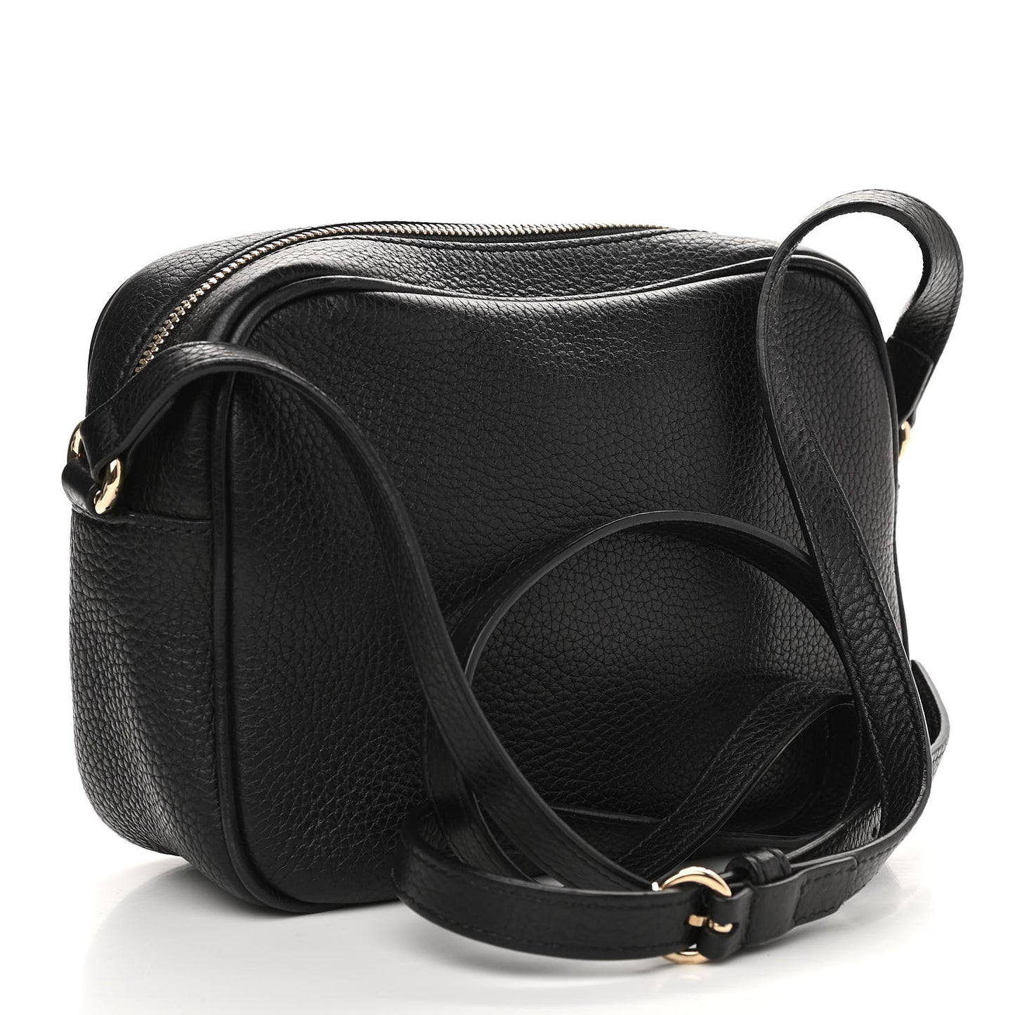 Pebbled Calfskin Small Soho Disco Bag Black