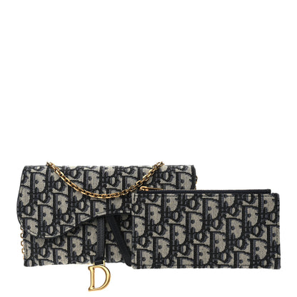 Christian Dior Oblique Saddle Chain Long Wallet Blue 1 of 12