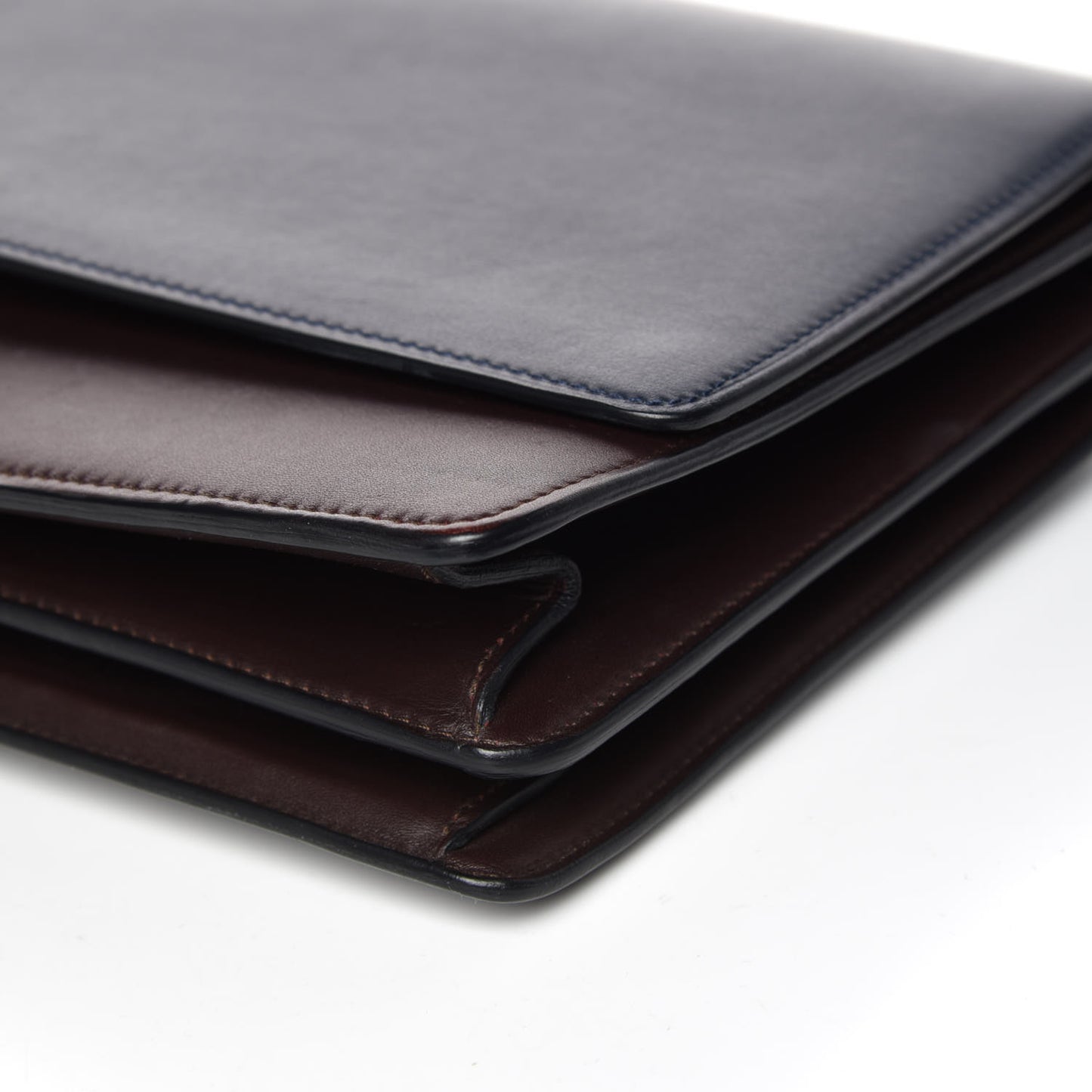 Calfskin Bicolor Medium Case Flap Navy Burgundy