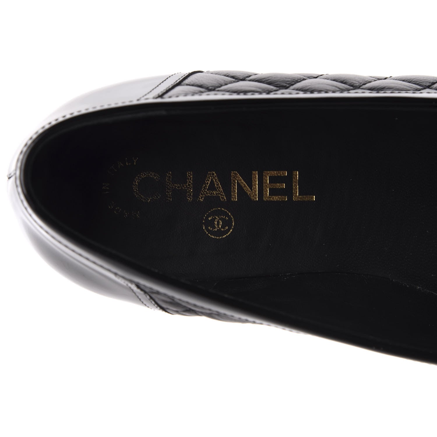 Chanel Patent Calfskin Quilted Womens CC Loafers 40 Black 8 of 15
