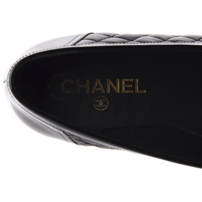 Chanel Patent Calfskin Quilted Womens CC Loafers 40 Black 8 of 15