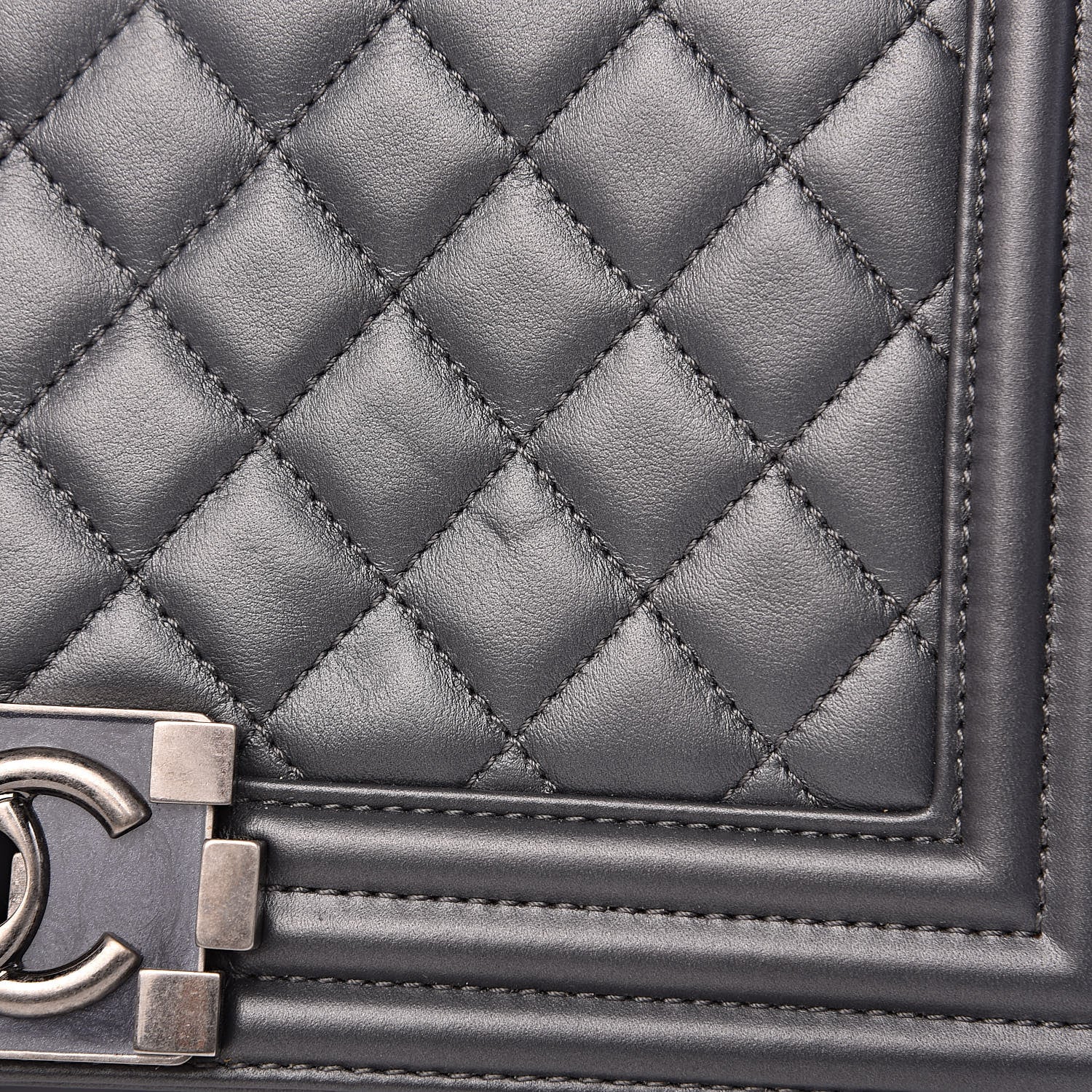 Chanel Metallic Calfskin Quilted Medium Boy Flap Dark Silver 13 of 14