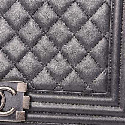 Chanel Metallic Calfskin Quilted Medium Boy Flap Dark Silver 13 of 14