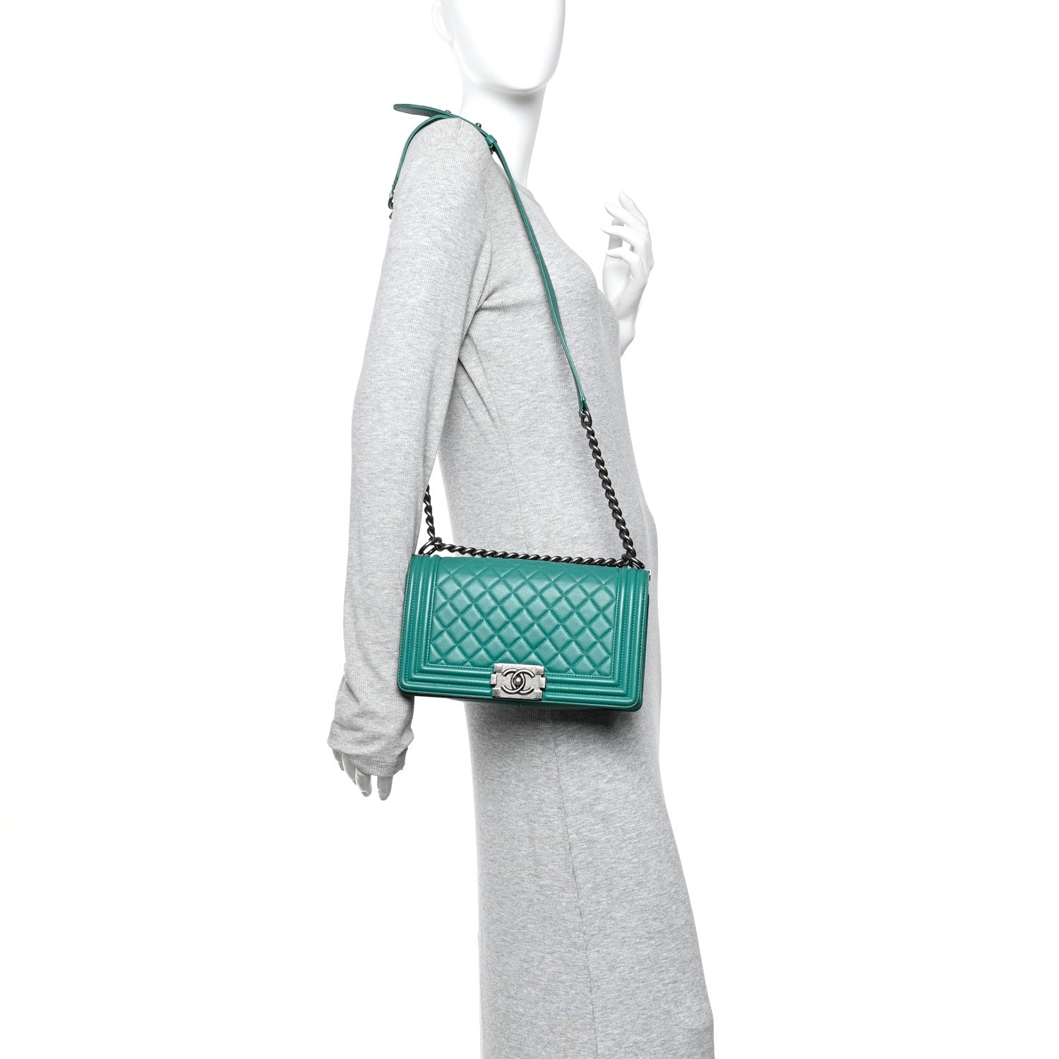 Chanel Lambskin Quilted Medium Boy Flap Green 2 of 13