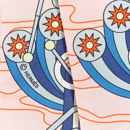 Hermes Silk Odyssey Twilly Rose Pale Bleu Jaune Soufre 4 of 4