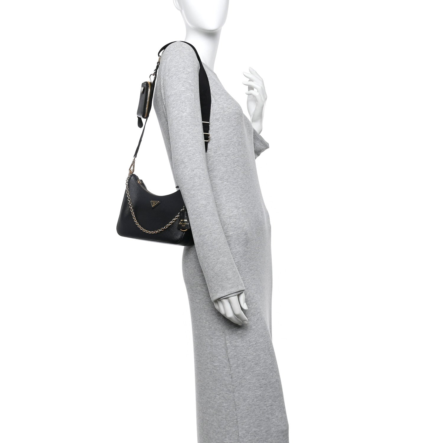 Prada Saffiano Lux Re-Edition 2005 Shoulder Bag Black 2 of 10