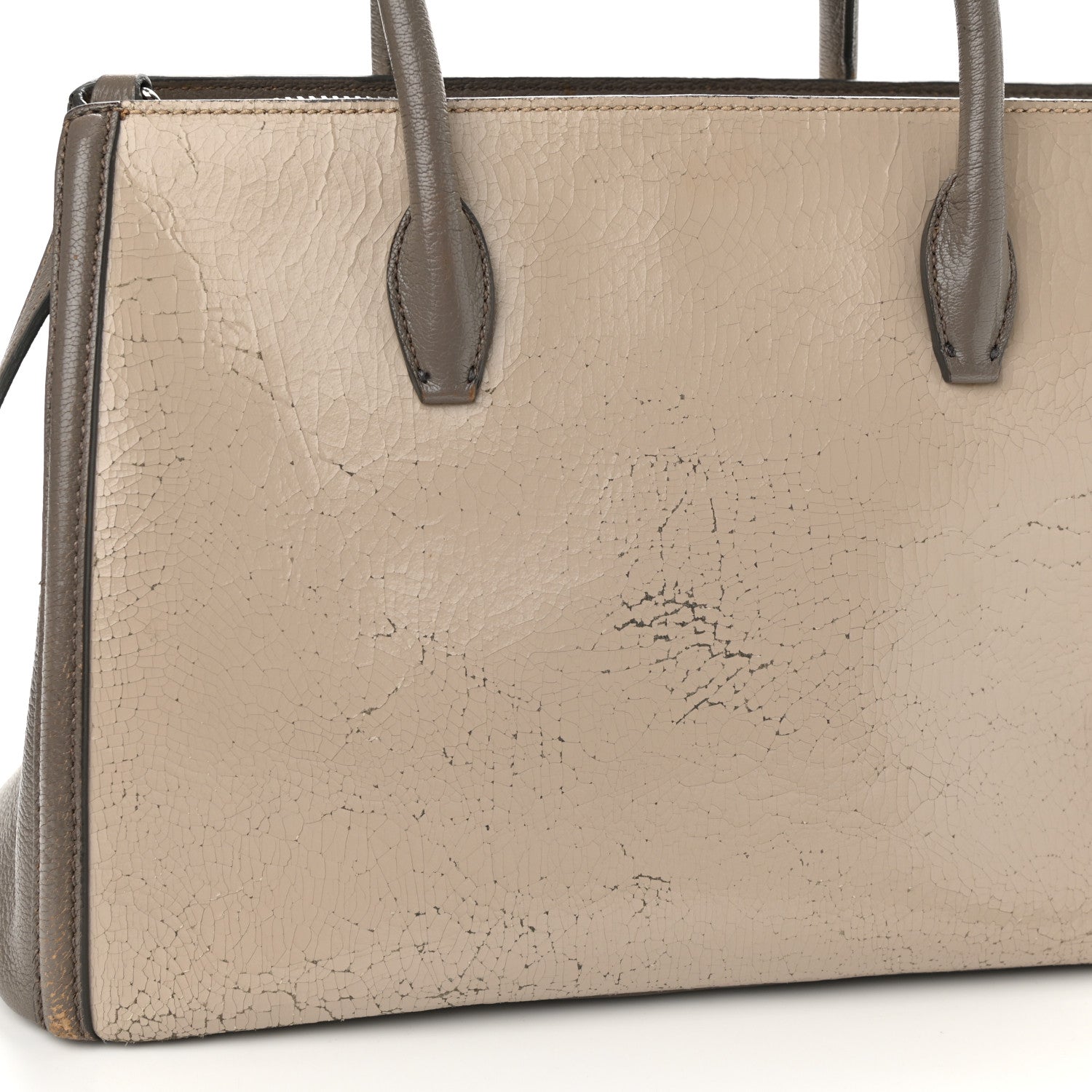 Miu Miu Crackled Goatskin Top Handle Tote Pomice Argilla 13 of 15