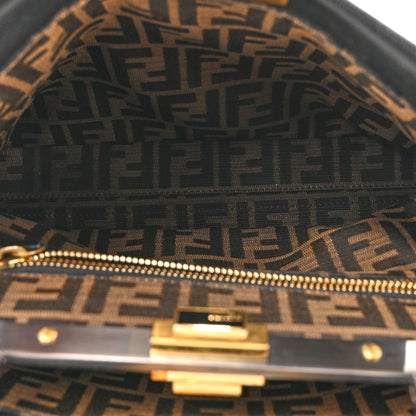 Fendi Goatskin Zucca Medium Peekaboo Iconic Satchel  Black Tobacco 5 of 13