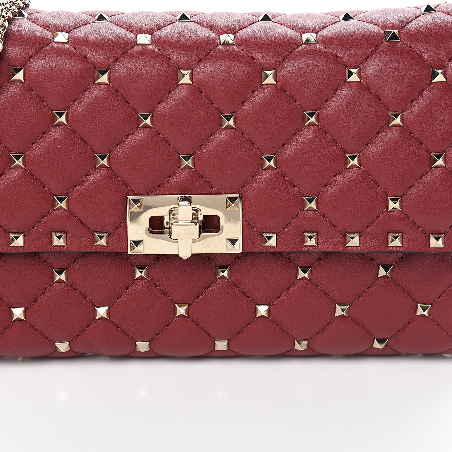 Nappa Rockstud Spike Wallet on Chain Rubino