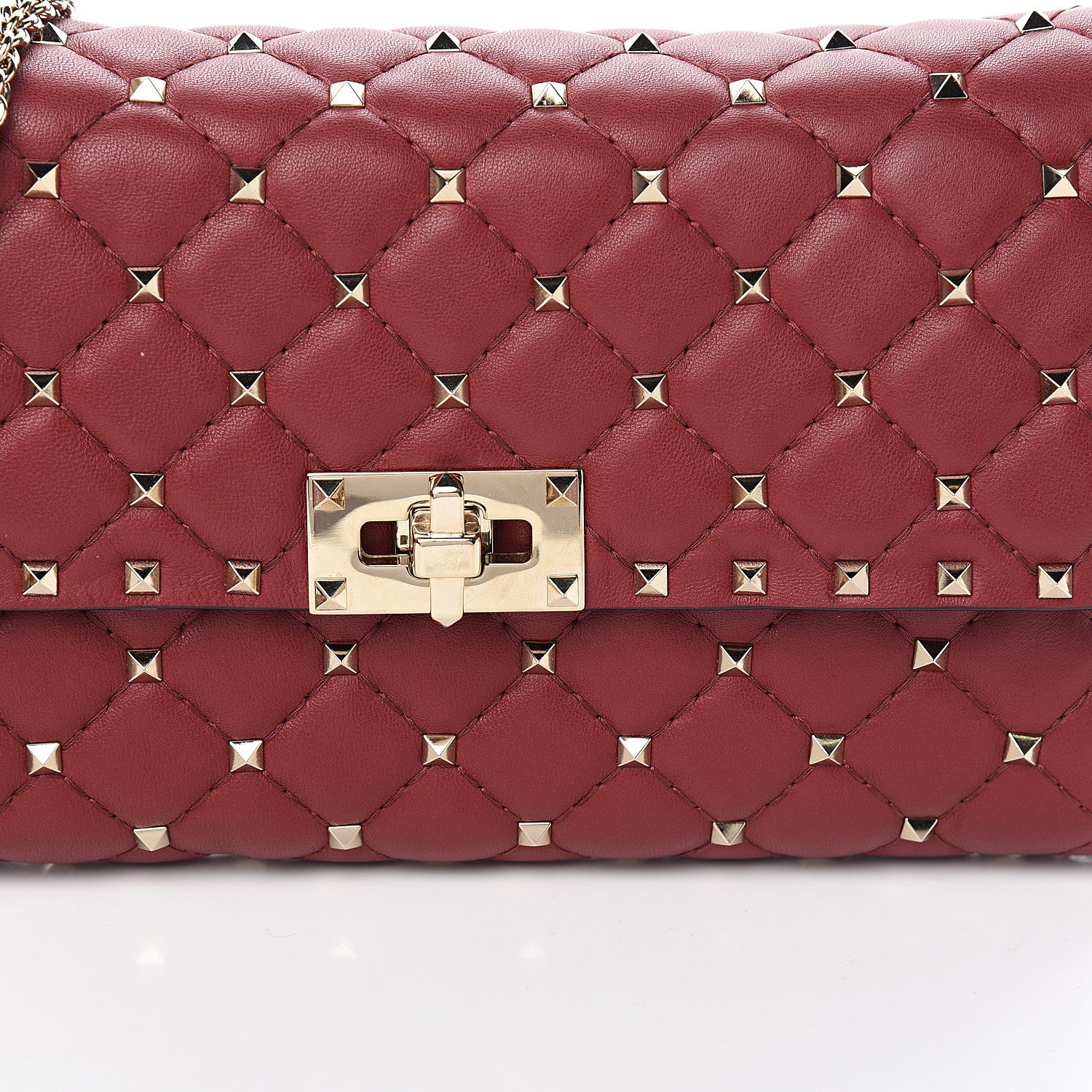 Valentino Garavani Nappa Rockstud Spike Wallet on Chain Rubino 8 of 8