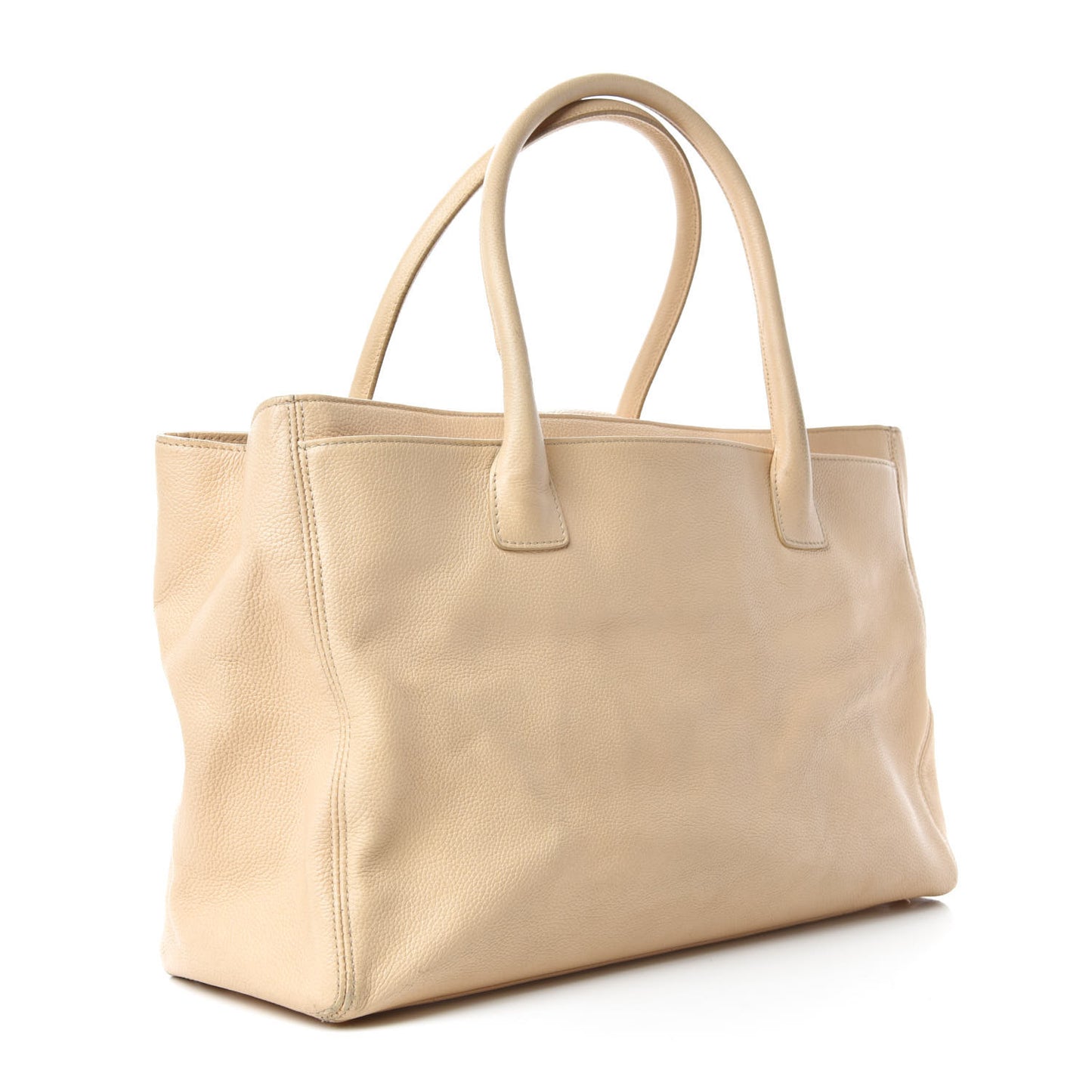 Calfskin Cerf Executive Shopper Tote Beige Clair