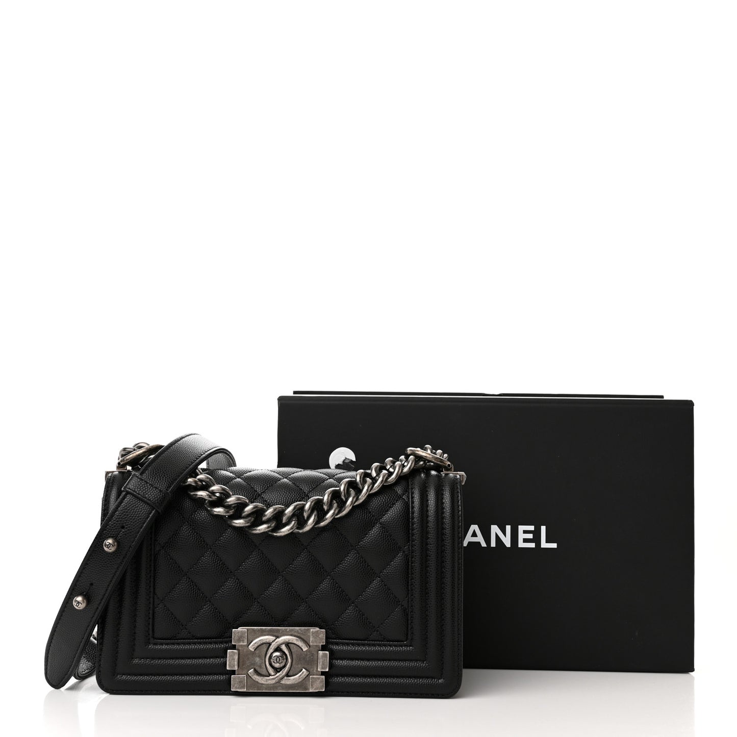Caviar Quilted Small Boy Flap Black