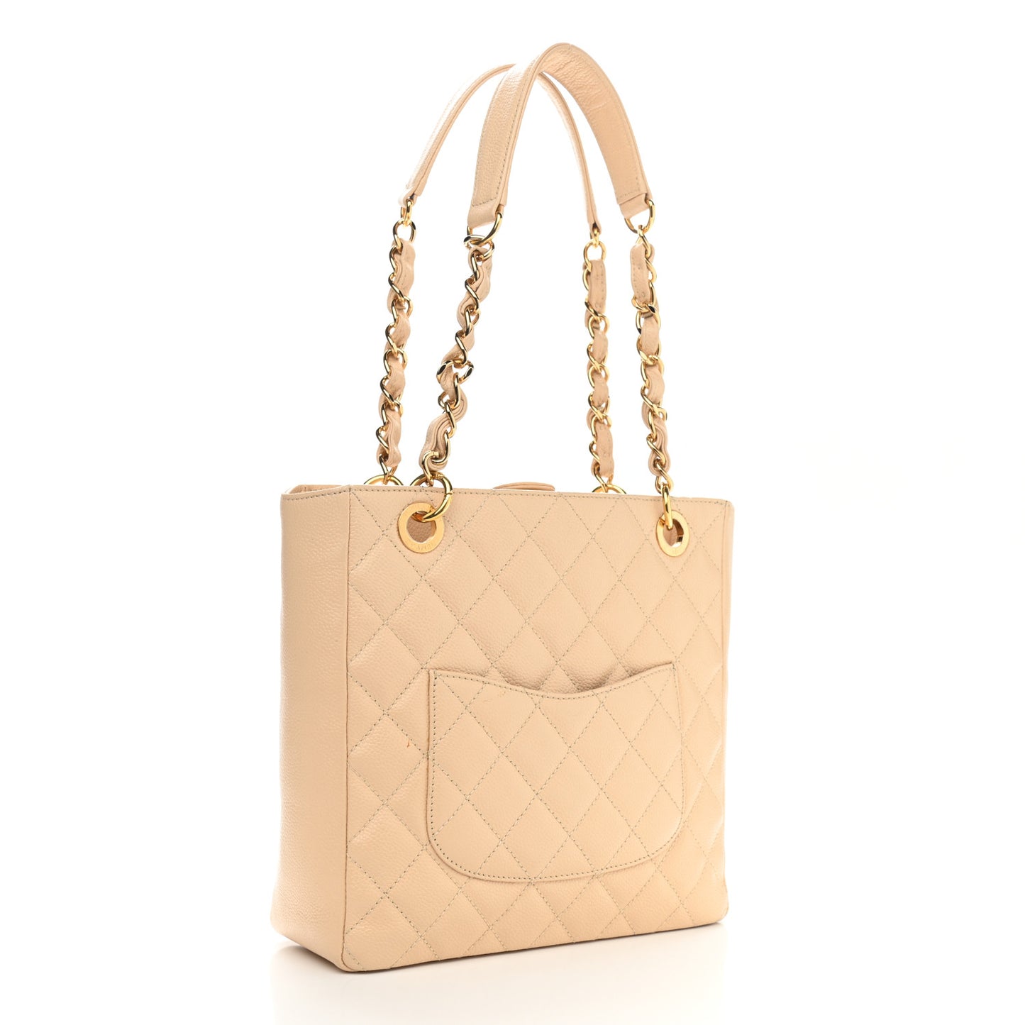 Caviar Quilted Petit Shopping Tote PST Beige Clair