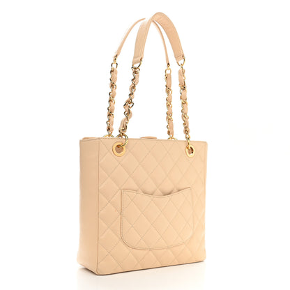 Chanel Caviar Quilted Petit Shopping Tote PST Beige Clair 2 of 12