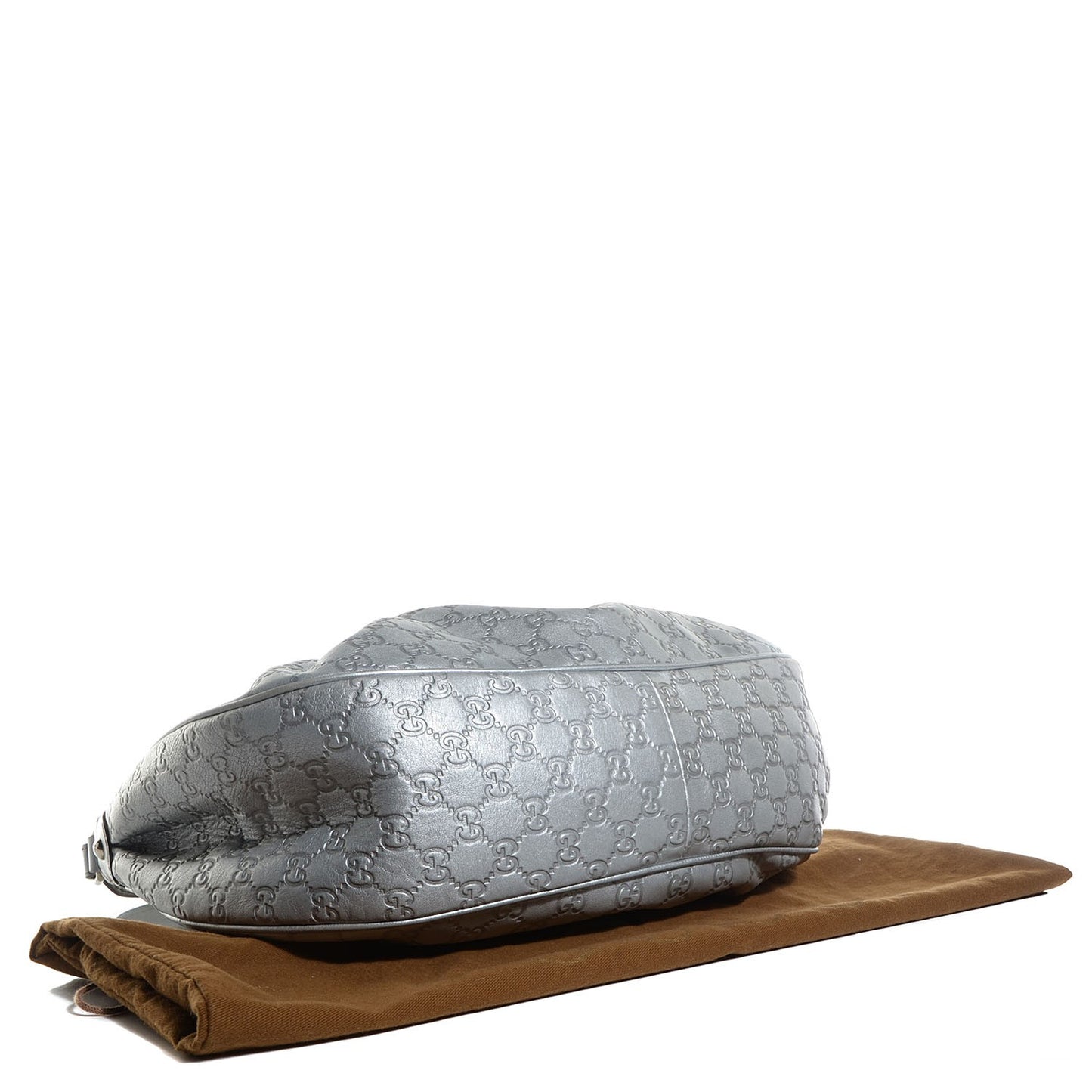 Metallic Guccissima Medium Sukey Hobo Silver