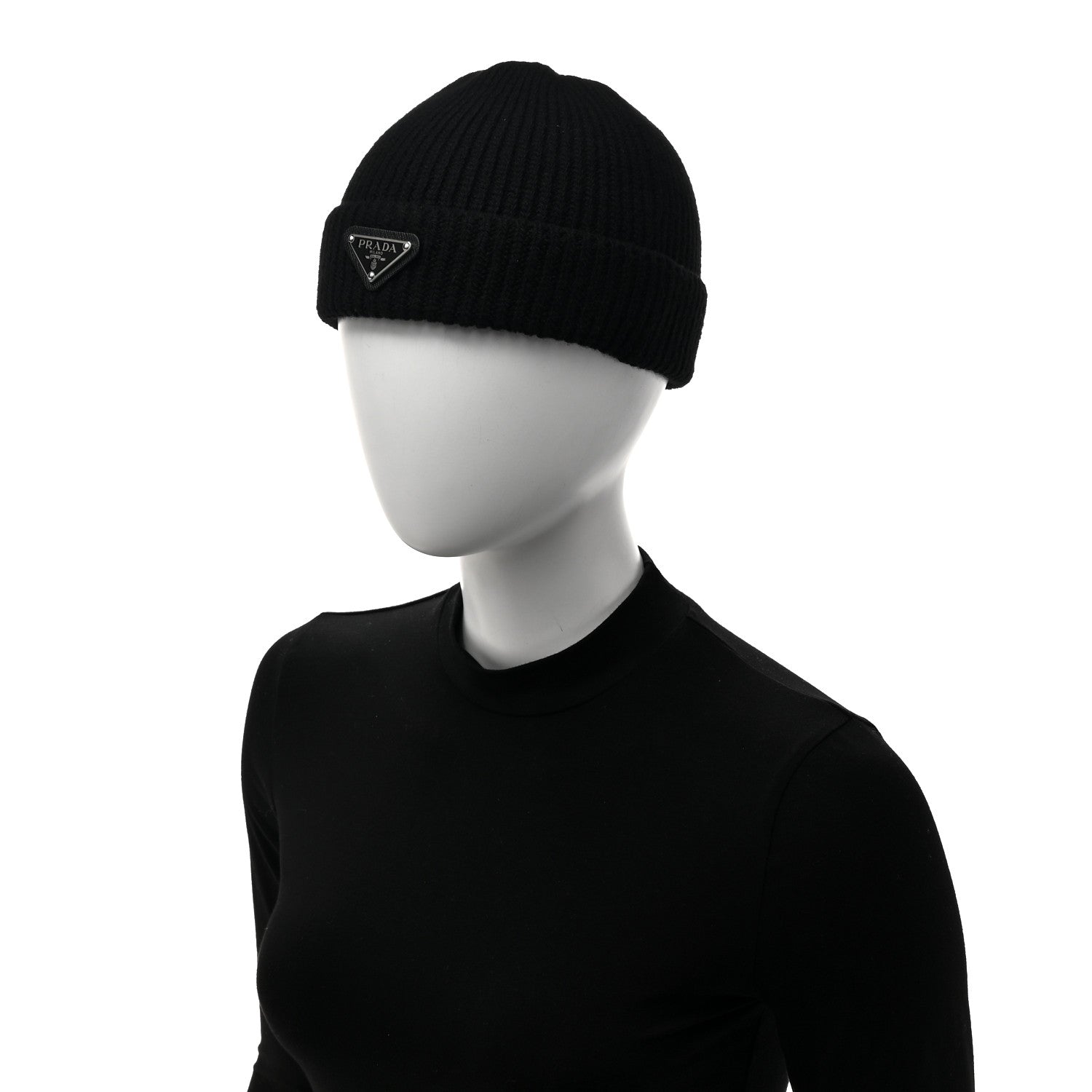 Prada Wool Cashmere Beanie Hat L Black 1580701 – FASHIONPHILE