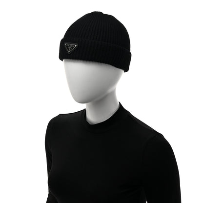 Prada Wool Cashmere Beanie Hat L Black 2 of 8