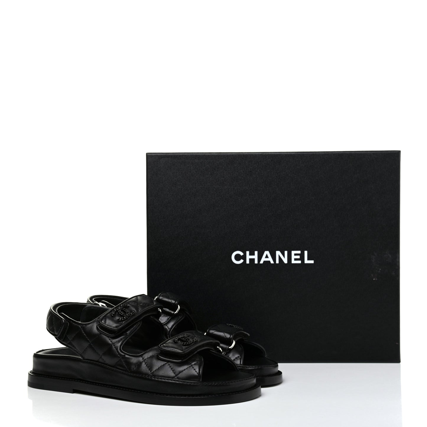 Lambskin Velcro Dad Sandals 36 Black