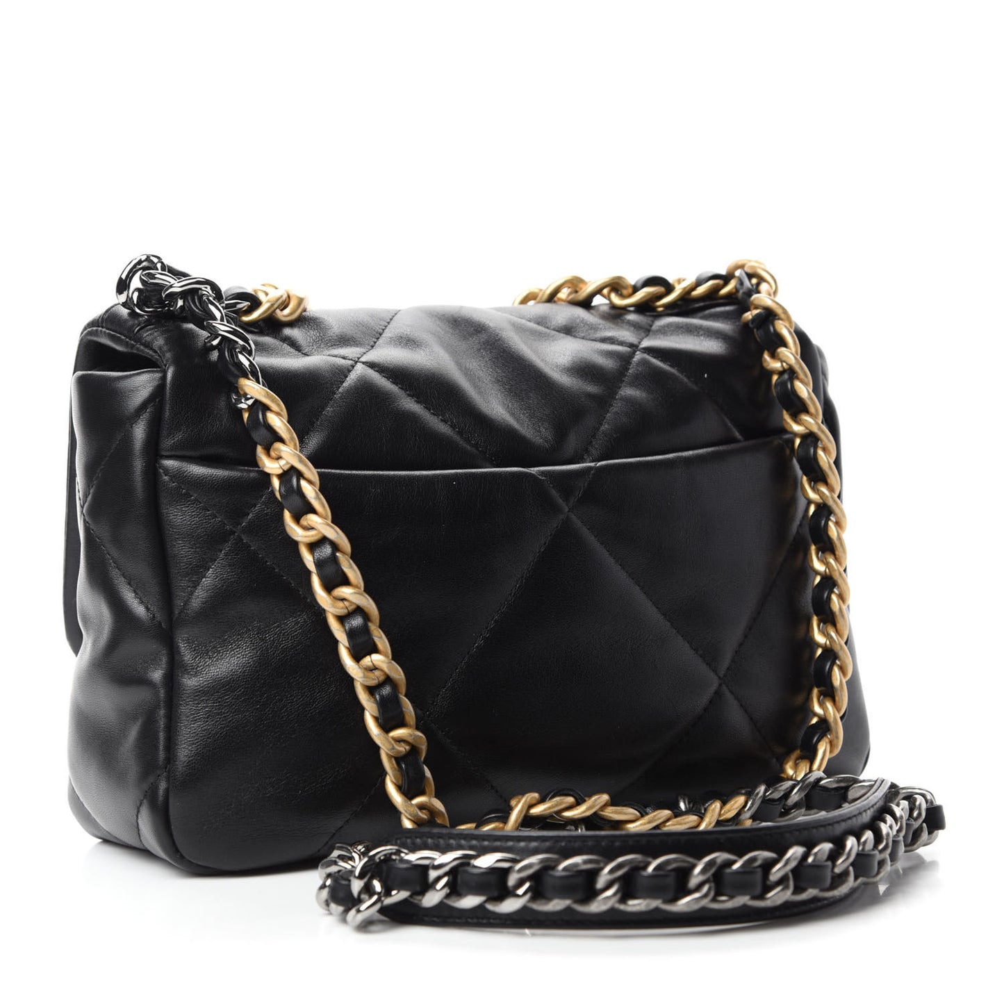 Lambskin Quilted Medium 19 Flap Black