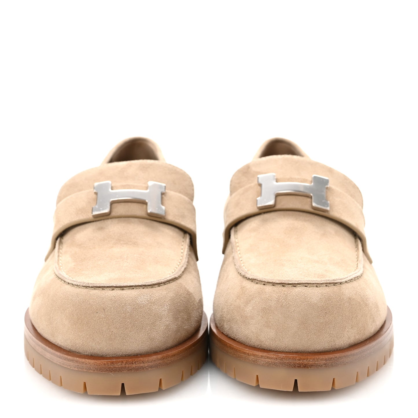 Suede Goatskin Womens Faubourg Loafers 41 Beige Argile