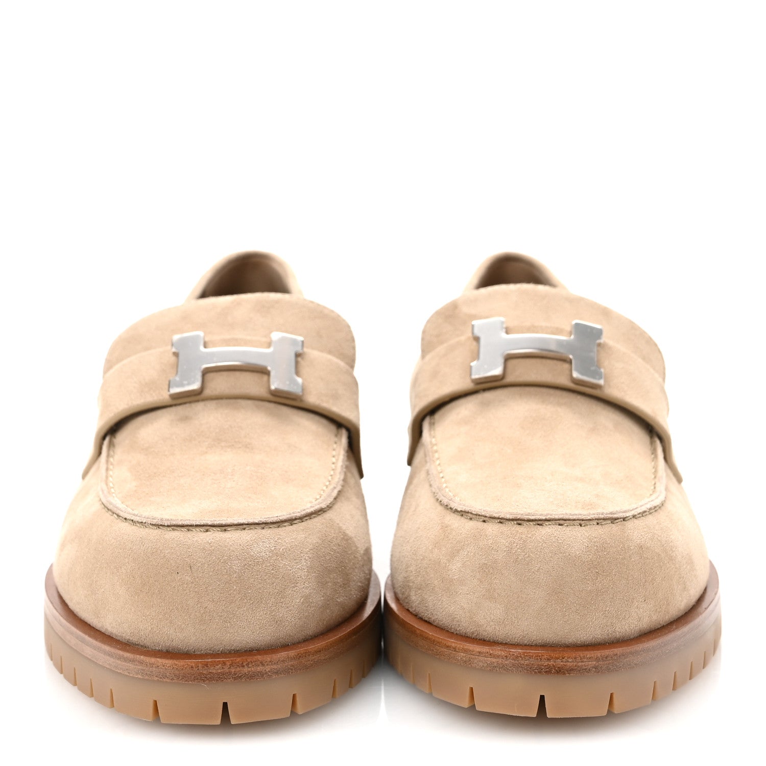 Hermes Suede Goatskin Womens Faubourg Loafers 41 Beige Argile 3 of 9