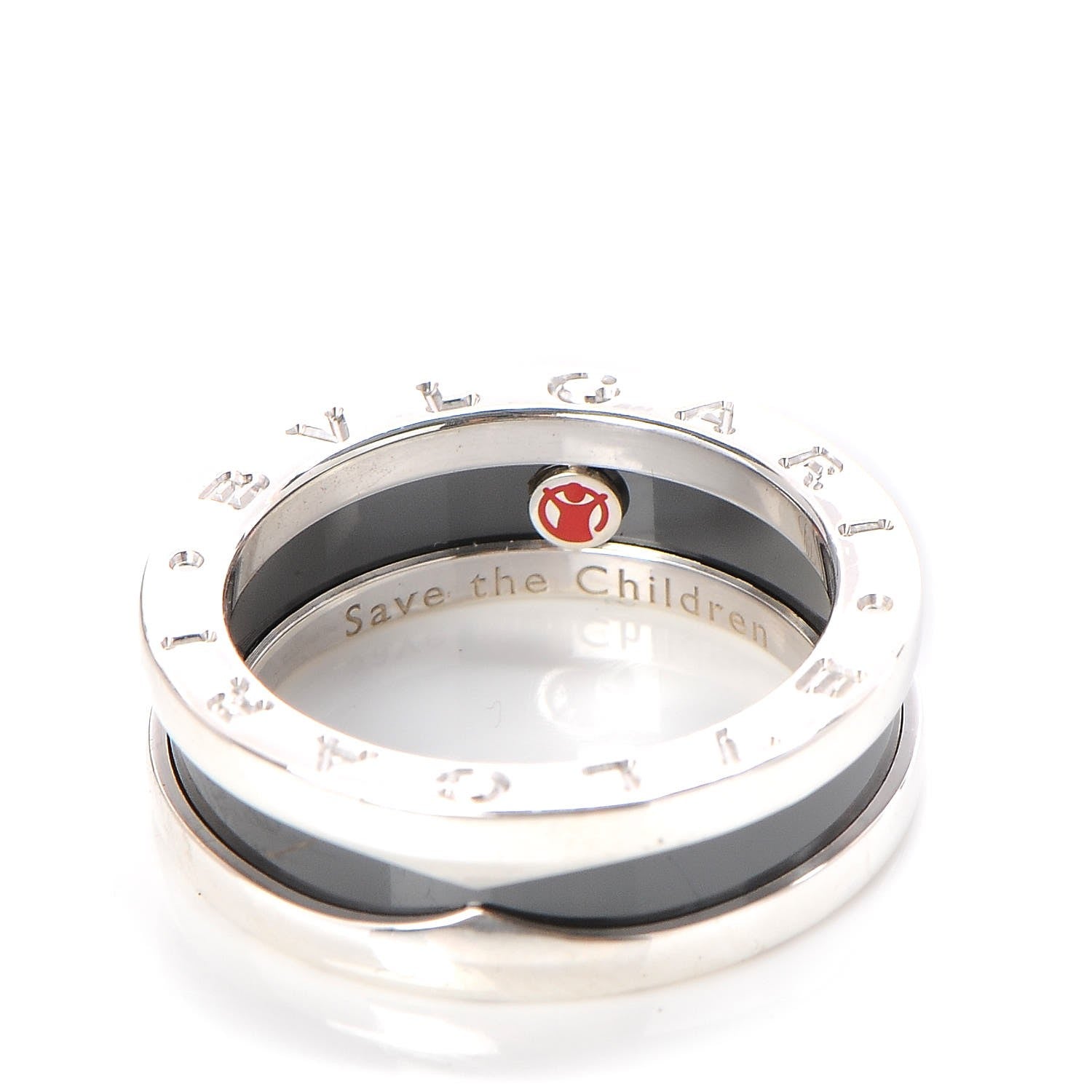 Bulgari Sterling Silver Ceramic Save The Children One-Band Ring 54 7 4 of 4